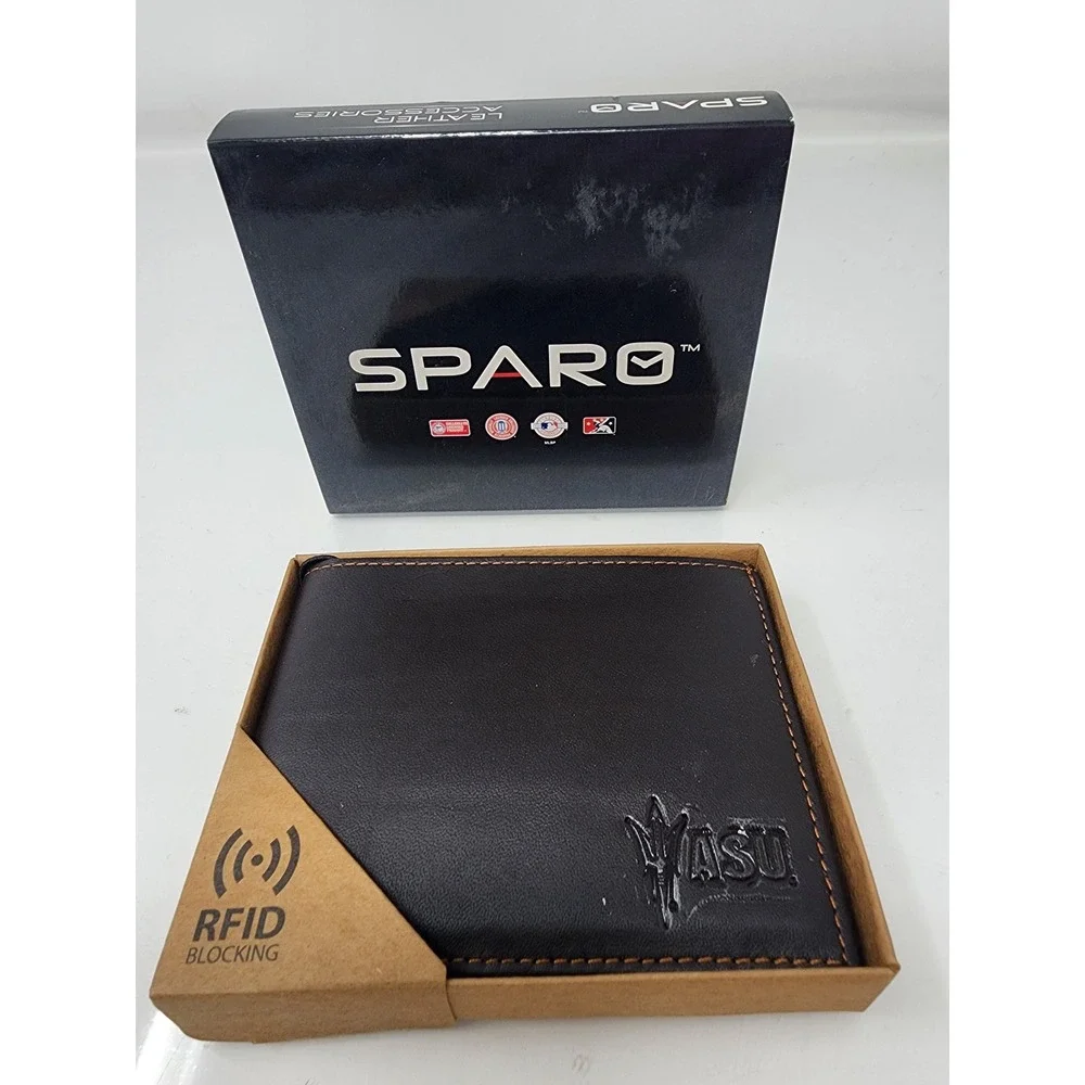 Sparo Mens Arizona State Sun Devils Bifold Wallet Brown Leather Casual Size OS